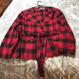 Red and black checkered jacket